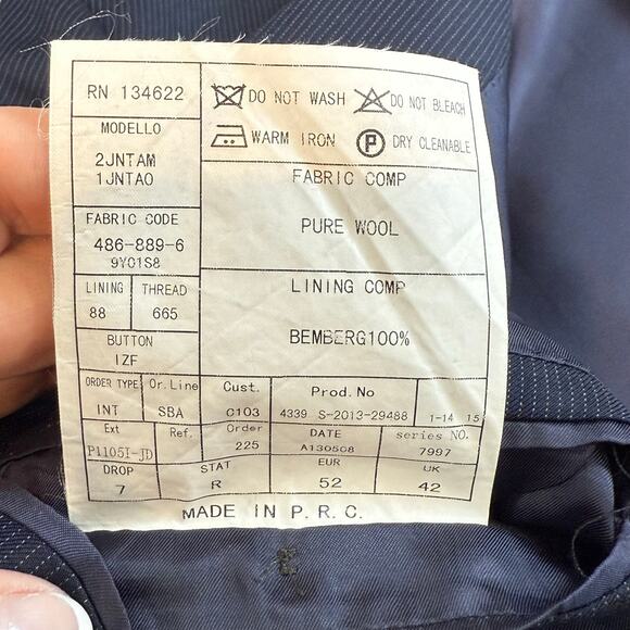 Suitsupply Blazer Size 42 EU 52R Pure Wool Super 110s Vitale Barberis Canonico - Picture 12 of 16